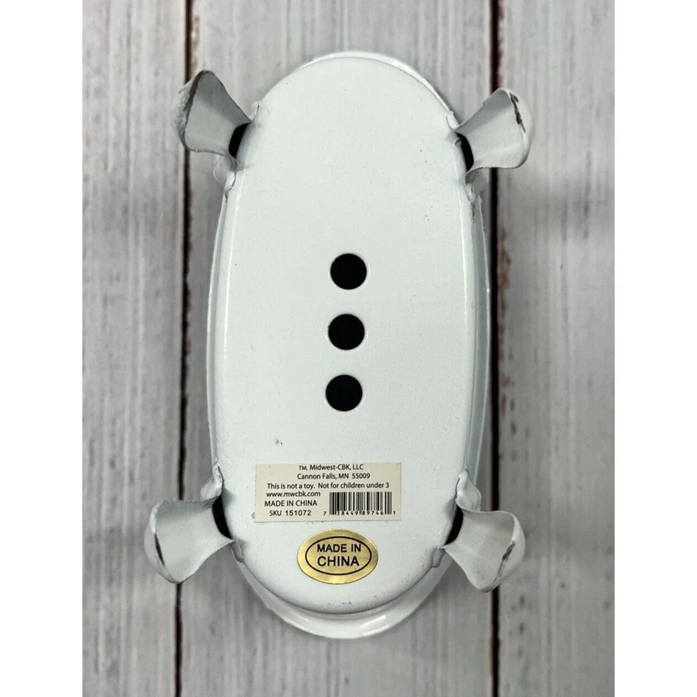 White Bathtub Enamelware Soap or Scrubby‎ Sponge Holder 5.5 Inches Farmhouse
